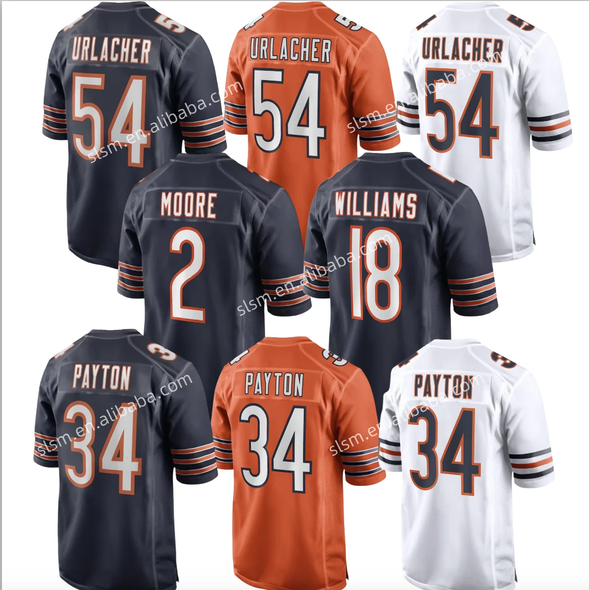 Мужская Высококачественная майка для американского футбола #34 Walter Payton 18 Caleb Williams Rome Odunze с вышивкой