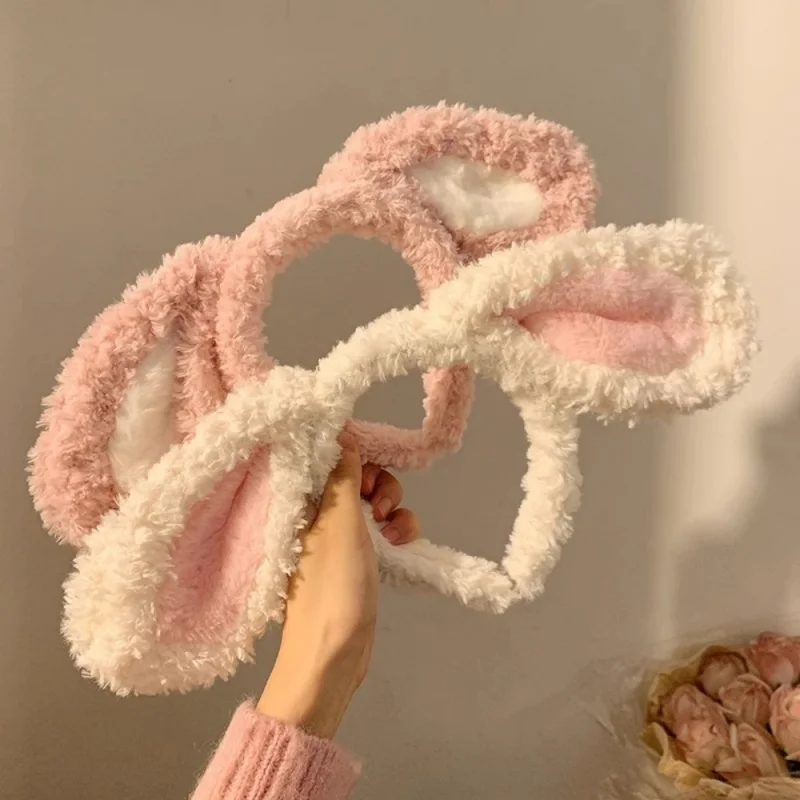 Bunny Ears Costume Plush Cute Cosplay Dress up Bunny Costume Faux Fur Rabbit Ear Headband for Kids and Adults