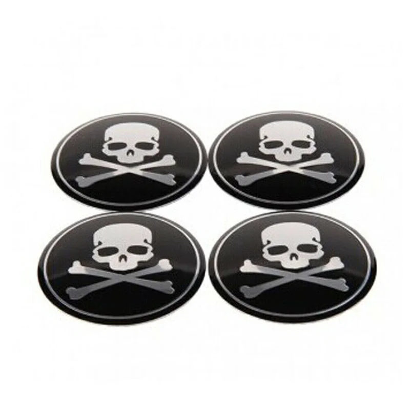 Black Car Wheel Hub Center Cover Cross Bone Skull Logo Decal Sticker 56.5mm For Vehicle SUV Pickup