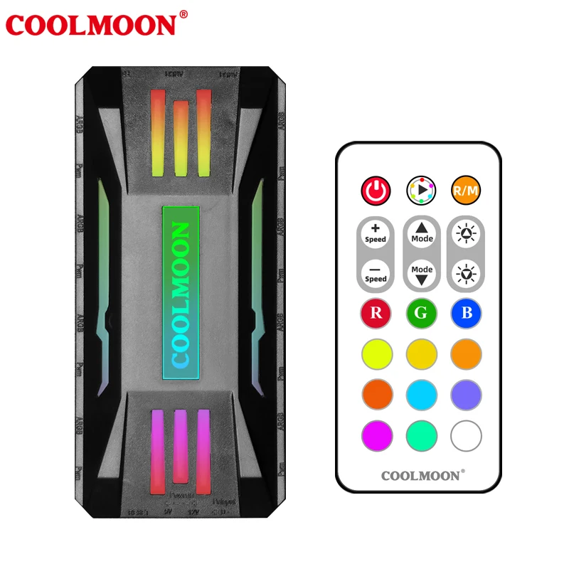 COOLMOON PWM Cooler Fan HUB Splitter Extension connector Motherboard 4Pin pwm 5v argb PC cooling fan RGB adjust Speed Controller