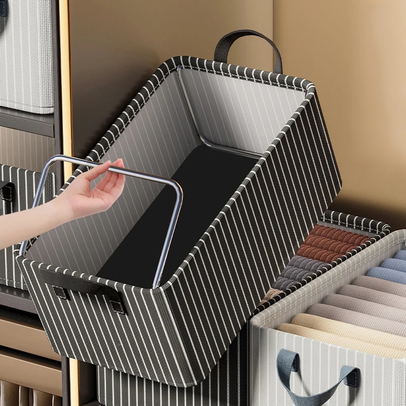 Upgraded Foldable Rectangle Wardrobe Clothes Organizer with Glossy Clothing Handle Drawer Organizers for Jeans Storage