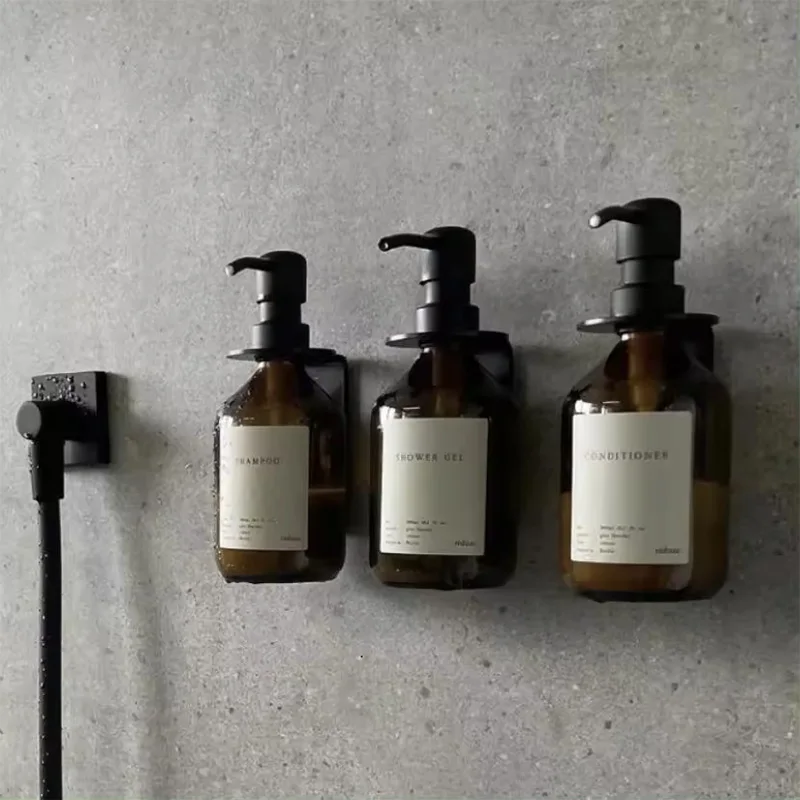 Shower Soap and Shampoo Holder Hand Liquid Soap Shower Gel Container Dispenser Bracket Wall Mount Bottle Ring Holder
