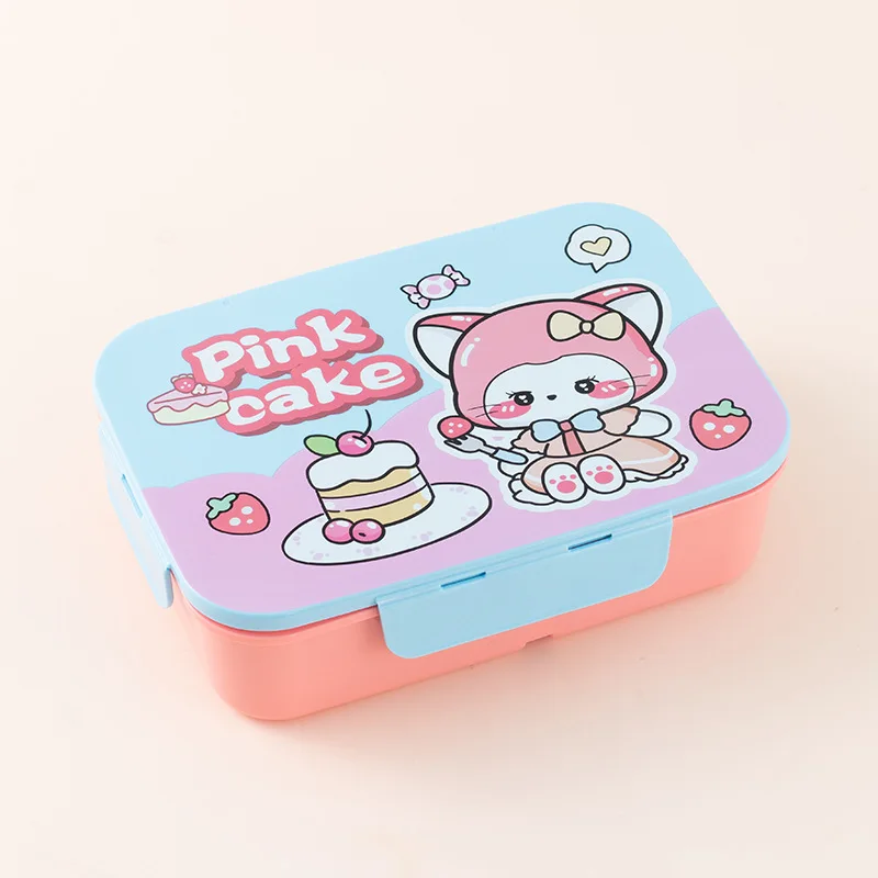 AMZ Cute Microwave Safe Plastic Flip Lid Student Bento Box Water Bottle Set cartoon Office Portable Compartmentalized Lunch Box