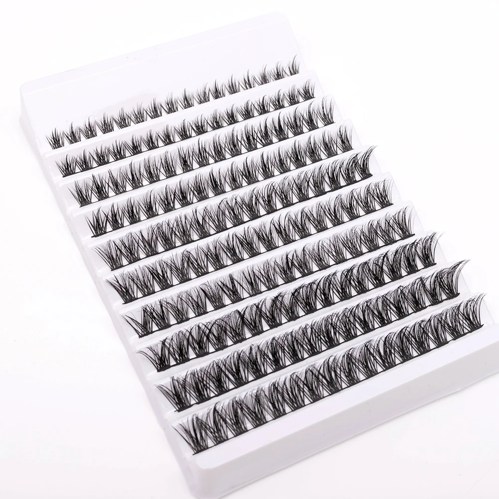 Yiernuo Wholesale Grafted Eyelashes Color Hot Melt Cluster Handmade Colorful Thick Cross False Eyelashes custom private label