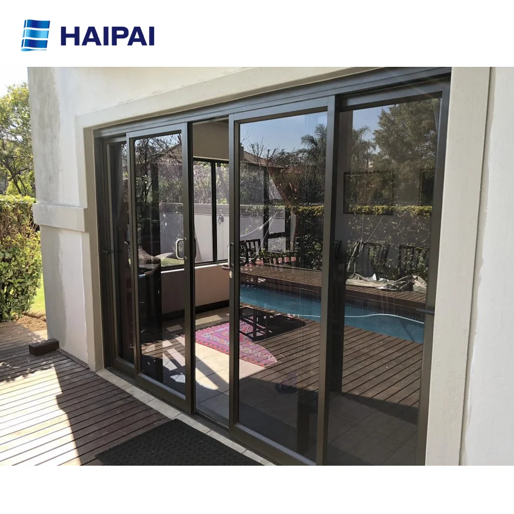 Designed Grey Color Aluminum Alloy Profile Double Glass Floor Sliding Window Office Door