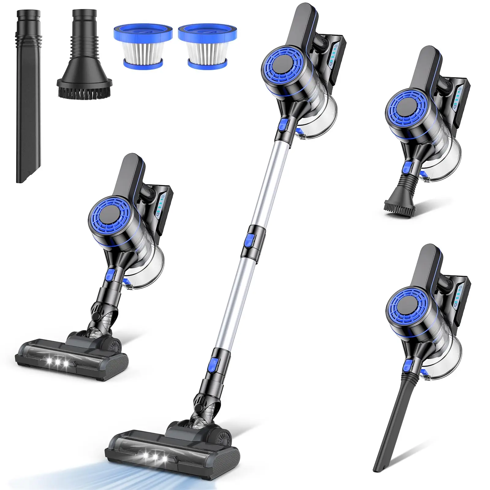 Powerful Suction, Cordless Vacuum Cleaner, Large Capacity Battery with 5 Layers of Filtration
