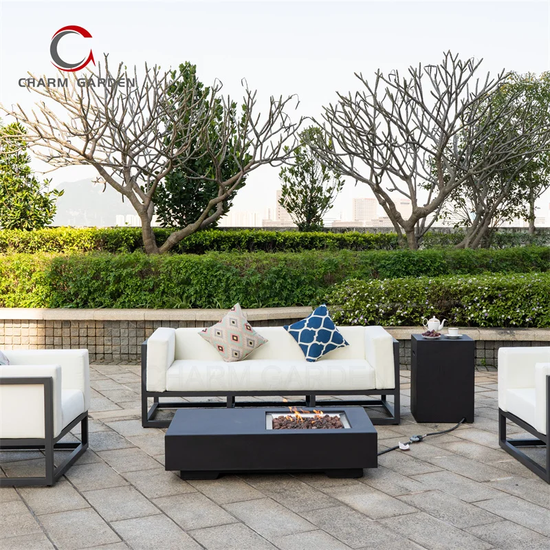 Wholesale Customized Modern Propane Fire Pit Table with Gas Patio Heaters Concrete Table Design