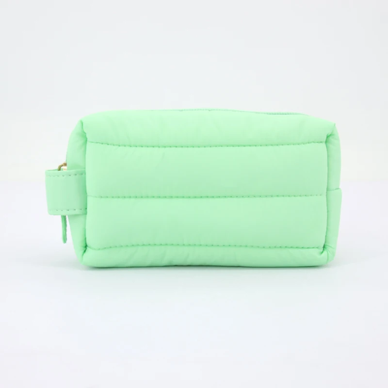 nylon cosmetic bag quilted puffy nylon bag waterproof portable nylon makeup brush set bag