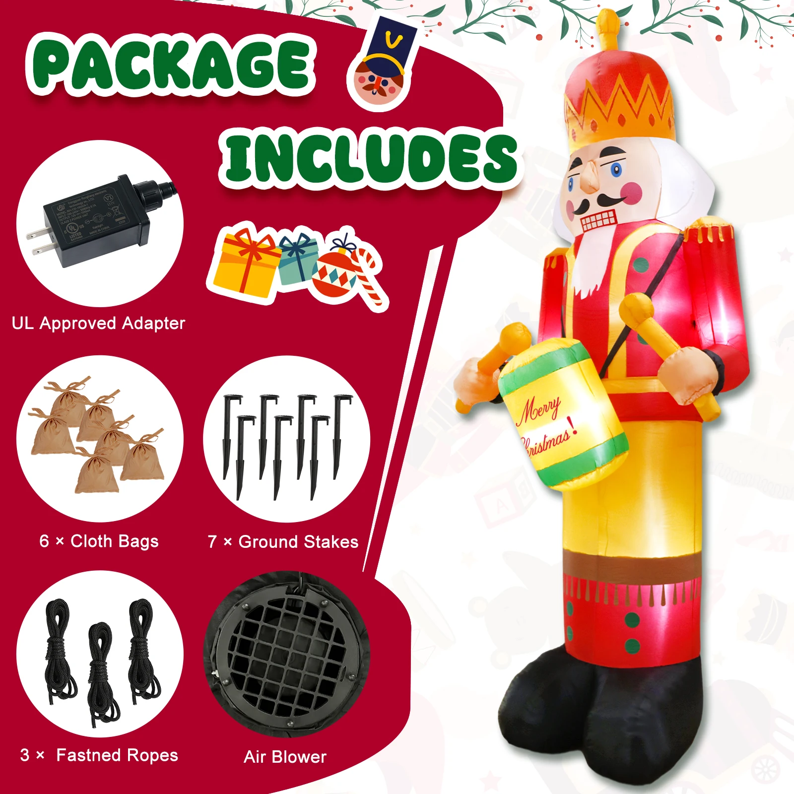 OurWarm Christmas Nutcracker Soldier Inflatable Christmas Decorations Outdoor