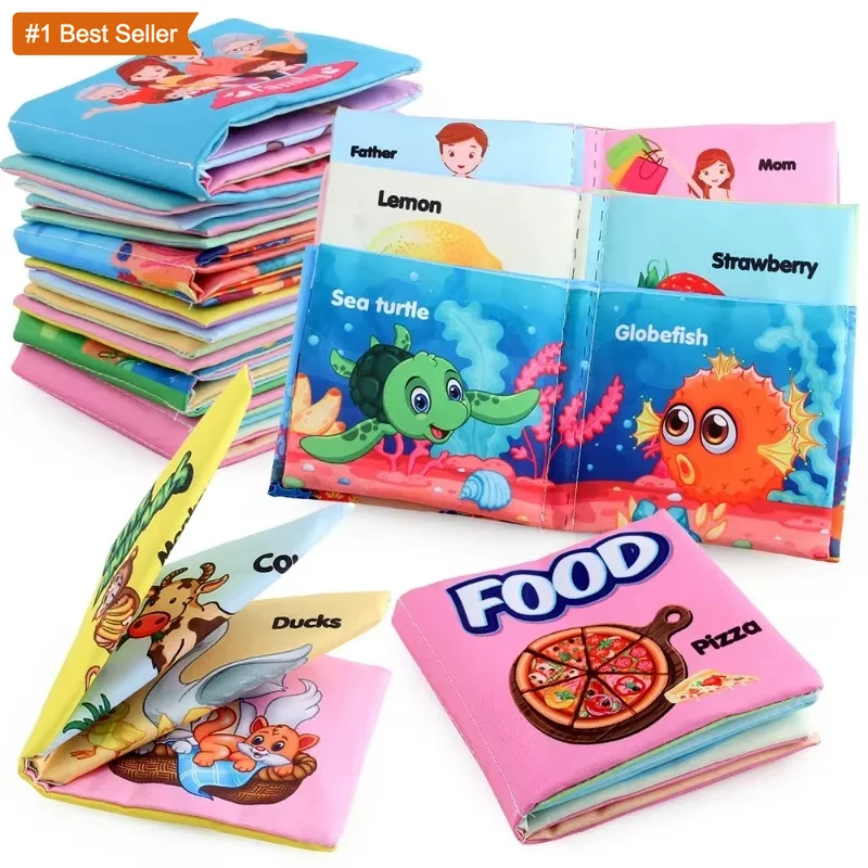 Jumon Custom Soft Baby Books 3D Touch Feel High Contrast Cloth Book Sensory Early Learning Stroller Toys for Infant Toddler Toy