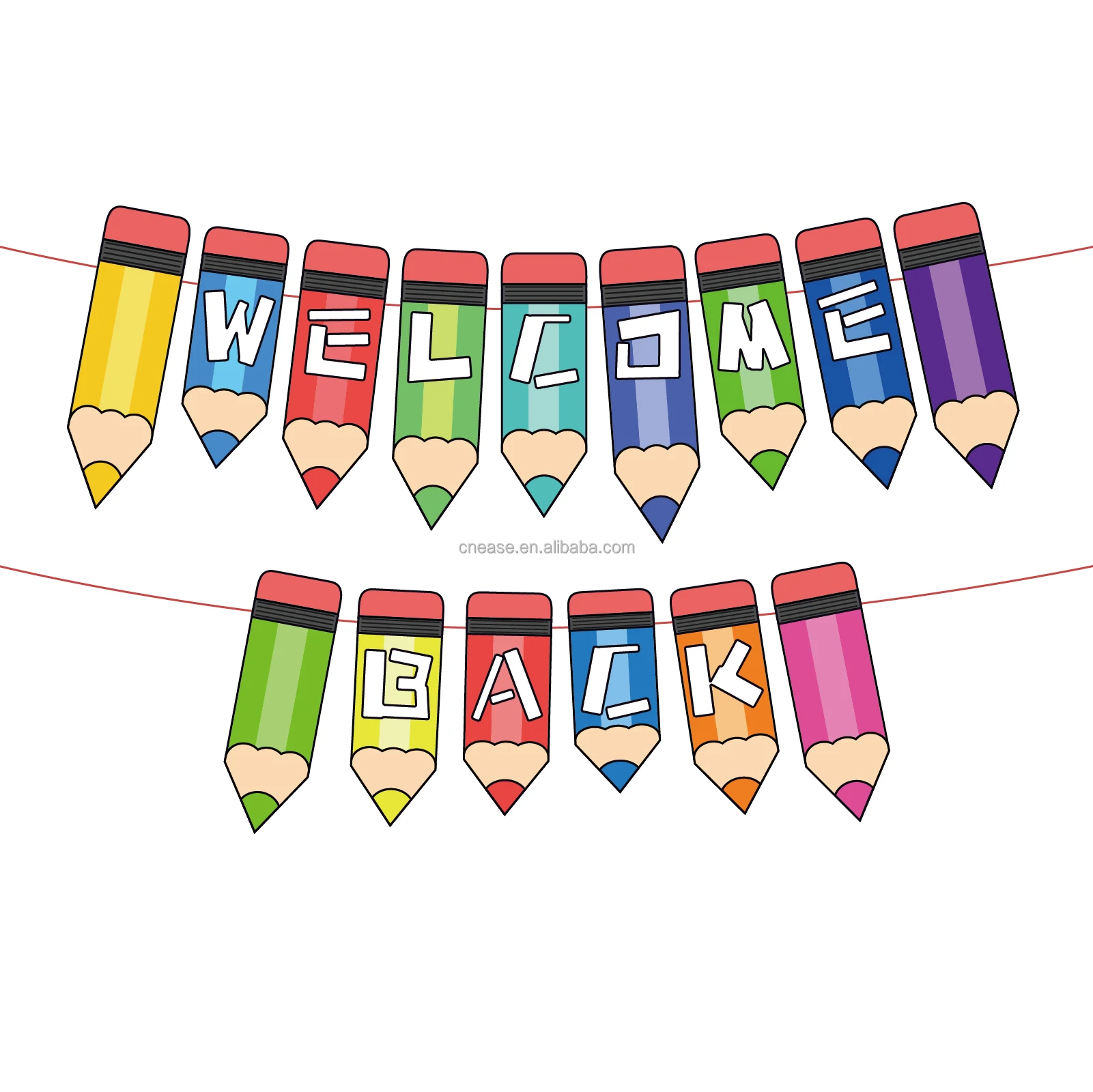 Huancai welcome back banner pencil shape for kids children kindergarten school classroom decoration