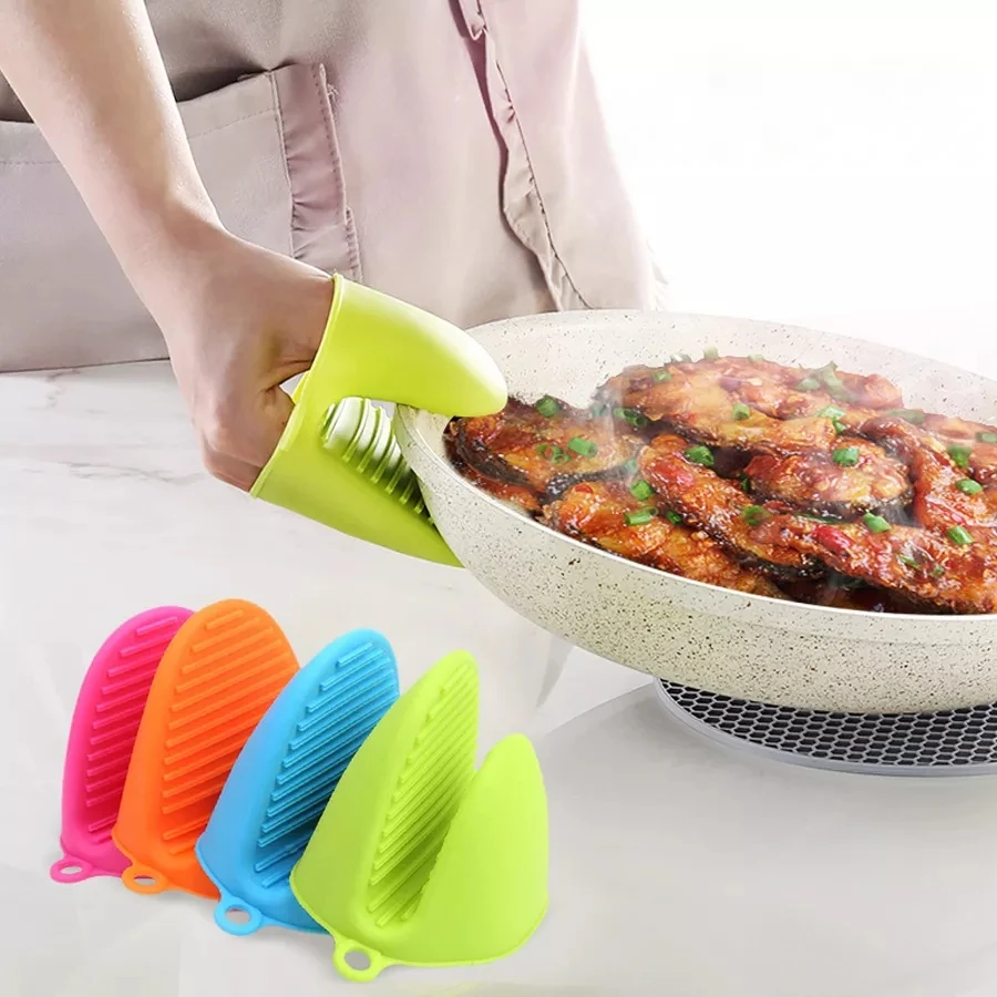 Professional Food Grade Heat Resistant Silicone Oven Mitts Premium Rubber Potholders Hook Design Insulated Glove