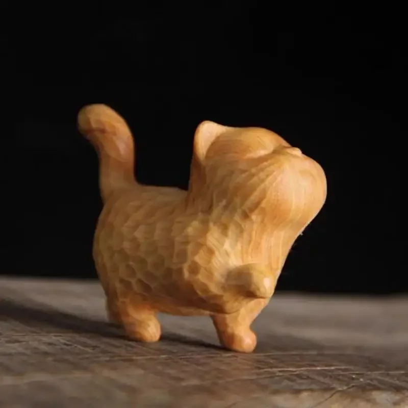 Hot selling Decoration Cat sculpture  wood carving cute animals wooden cat kitten figurine sculpture statue art crafts