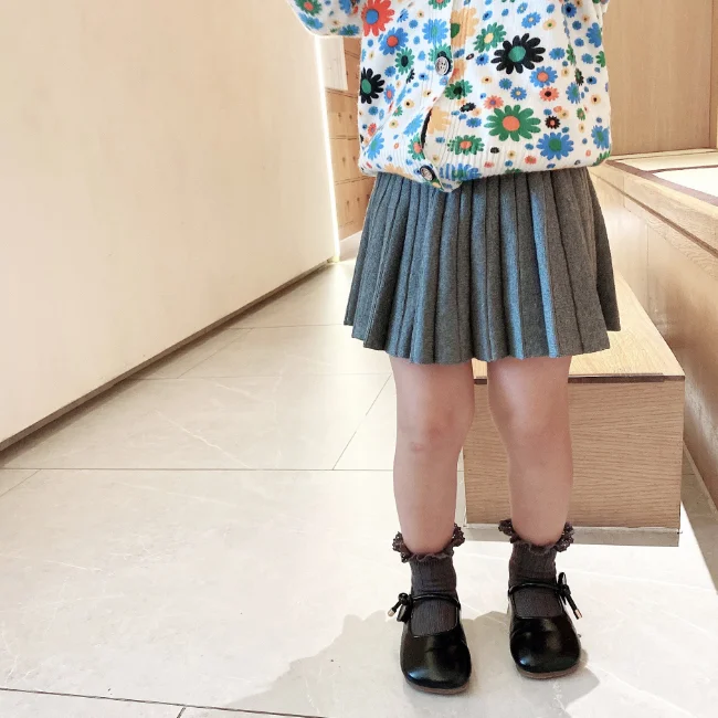 KS3459 New 2021 school girls pleated skirts cute kids knit short skirt
