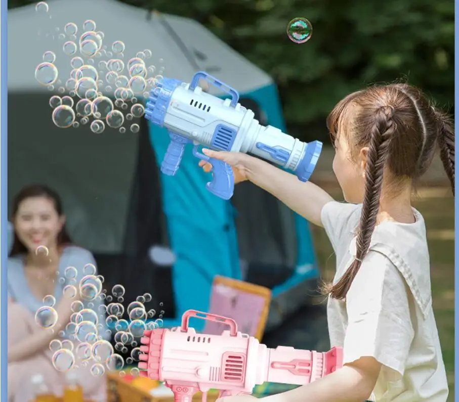 2023 New Promotional Gifts 32 Holes Rocket Boom Bazooka Bubble Machine Bubble Gun Toys For Adults Children