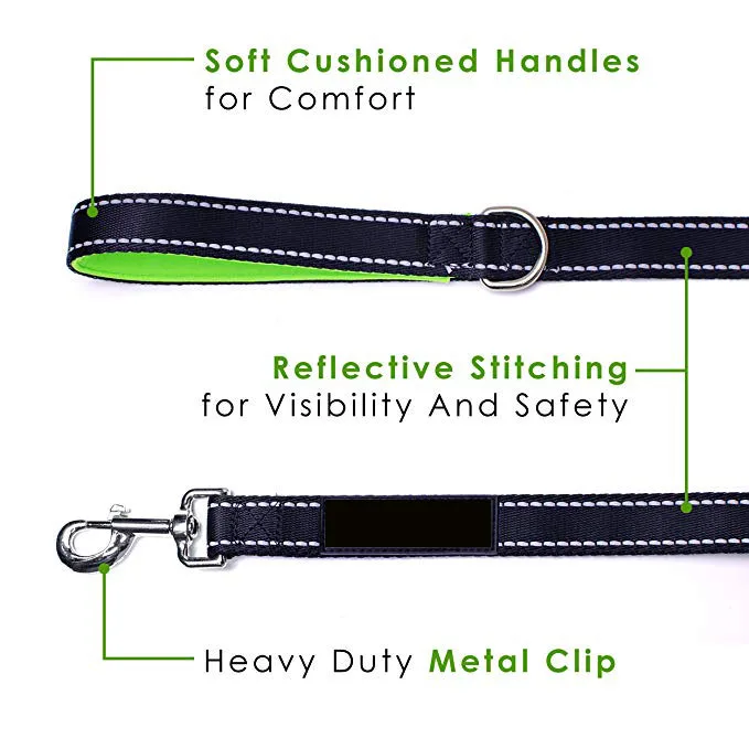 Hanyang OEM Custom Two Double Handles Dog Leash Reflective Nylon Dog Leash Dog Collar Pet Lead Custom Pet Products Pet Supplies