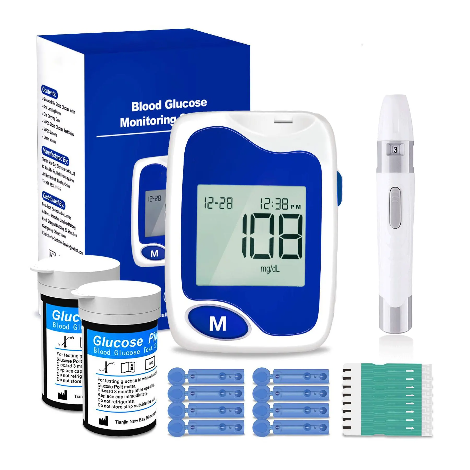 CE ISO FD Approval glucometer Blood sugar test Glucose Monitor Meter blood glucose meter