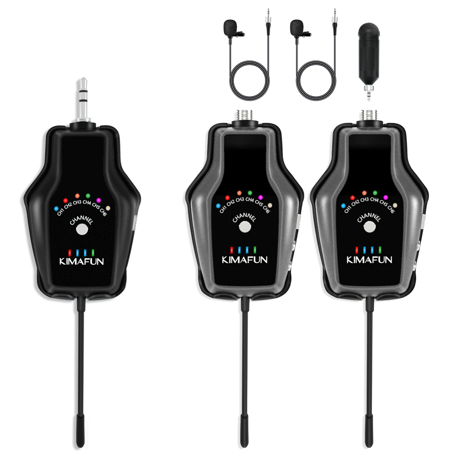 KIMAFUN Professional KM-U307B-2 UHF Double Wireless Lapel Microphone System 2 Person Use At The Same Time For Camera Clip-On Mic