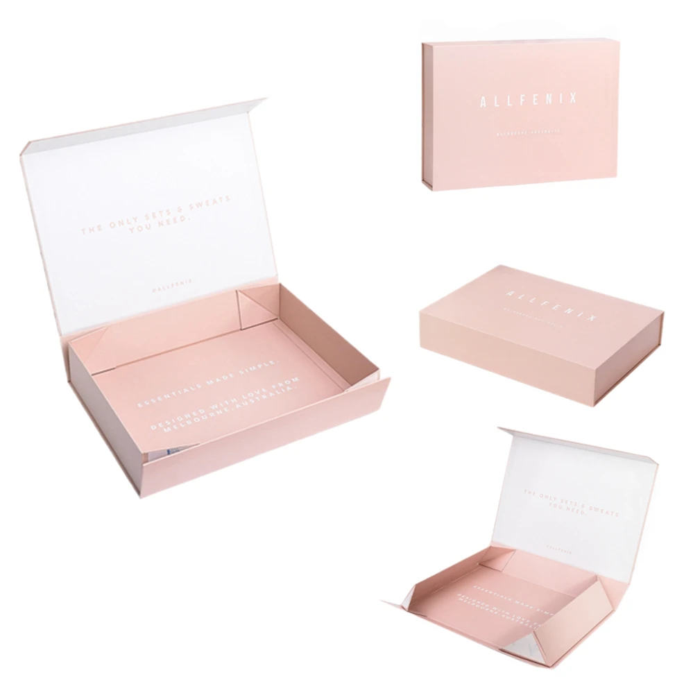 Wholesale Custom Printed Handmade Luxury Rigid Paper Cardboard Pink Simple Empty Magnetic Closure Gift Box