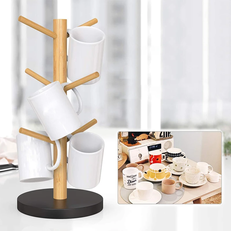 
Bamboo Mug Rack, Coffee Mug Tree, Coffee Cup Holder, 
