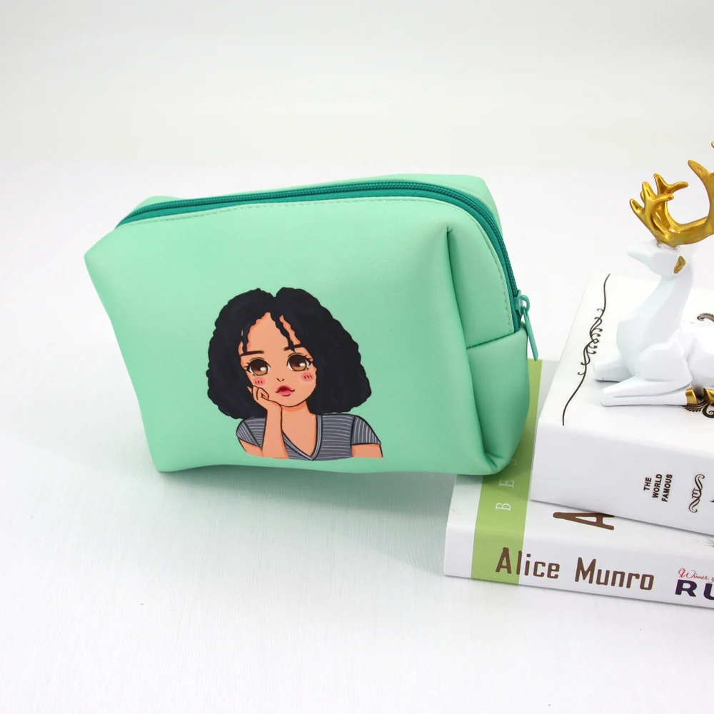 Custom color waterproof cosmetic organizer bags small travel makeup storage bag neoprene zipper pouch