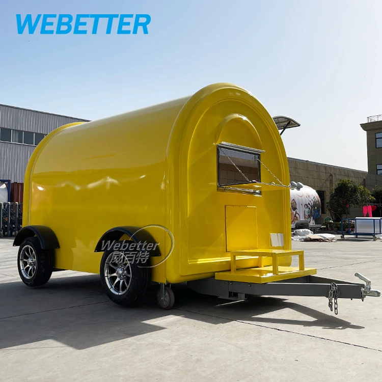 Street Small Mobile Kitchen Fast Food Trailer Pizza Burger Food Truck Fiberglass Mini Food Cart With Wheels For Restaurant