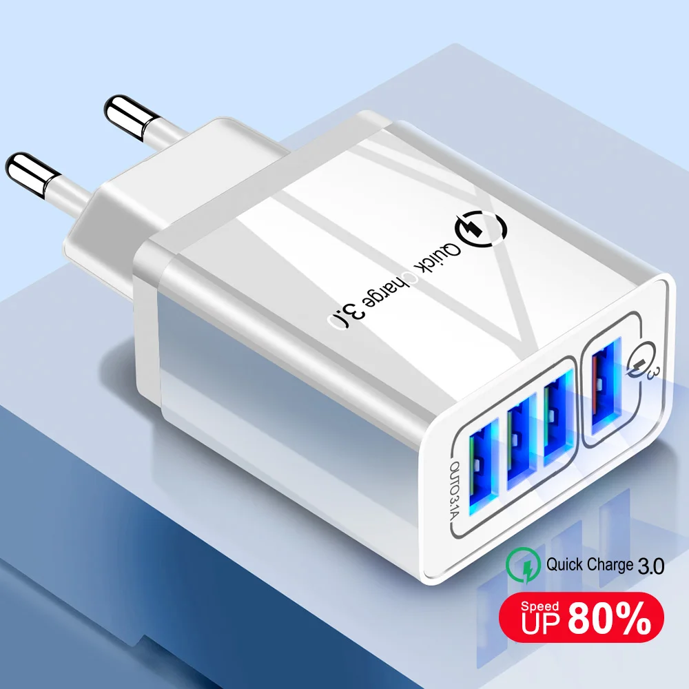USB Charger Quick Charge 3.0 Fast Charger QC3.0 Multi Plug Adapter Wall Mobile Phone Charger For iPhone Samsung