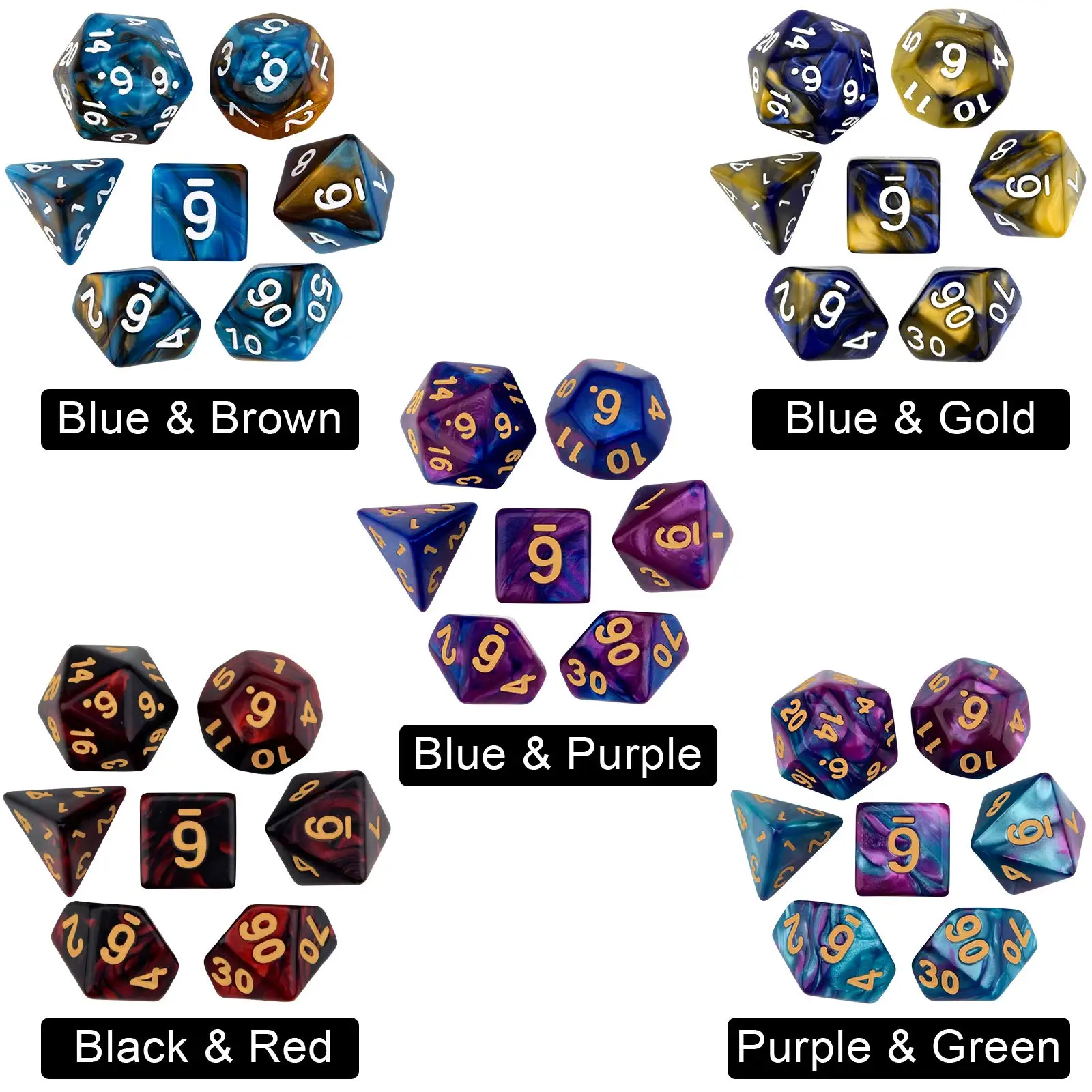 Factory Wholesale Bulk Acrylic Polyhedral D10 Acrylic Resin Dnd Rpg Dice Set 10 Sided Dice For Rpg Mtg Board Game