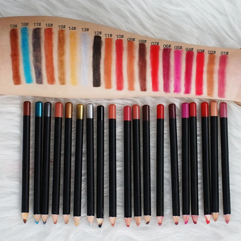Горячая Распродажа, горячая Распродажа карандаш для губ 19 видов цветов OEM изготовленный на заказ натуральные веганских материалов матовый телесного цвета из водонепроницаемого материала кремовый карандаш для губ