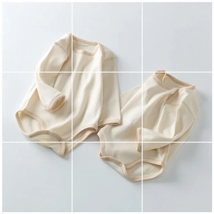 
Customized OEM Organic Cotton Newborn Baby Clothes Blank color Yarn Dye Striped Baby Romper 