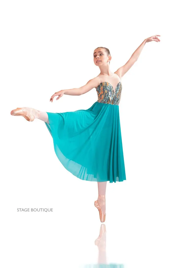 Jewel Teal Lyrical Dress Slow Modern Classical Dance Costume Dance Wear