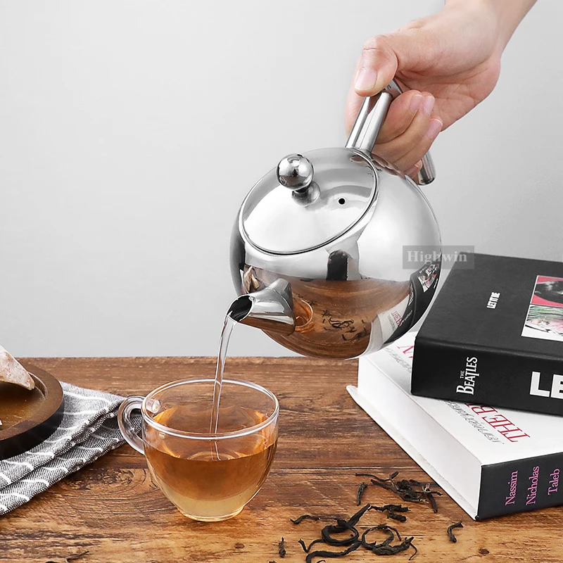 HIGHWIN 500ml 1000ml 1500ml Tea Pot Stainless Steel Teapot with Removeable Infuser