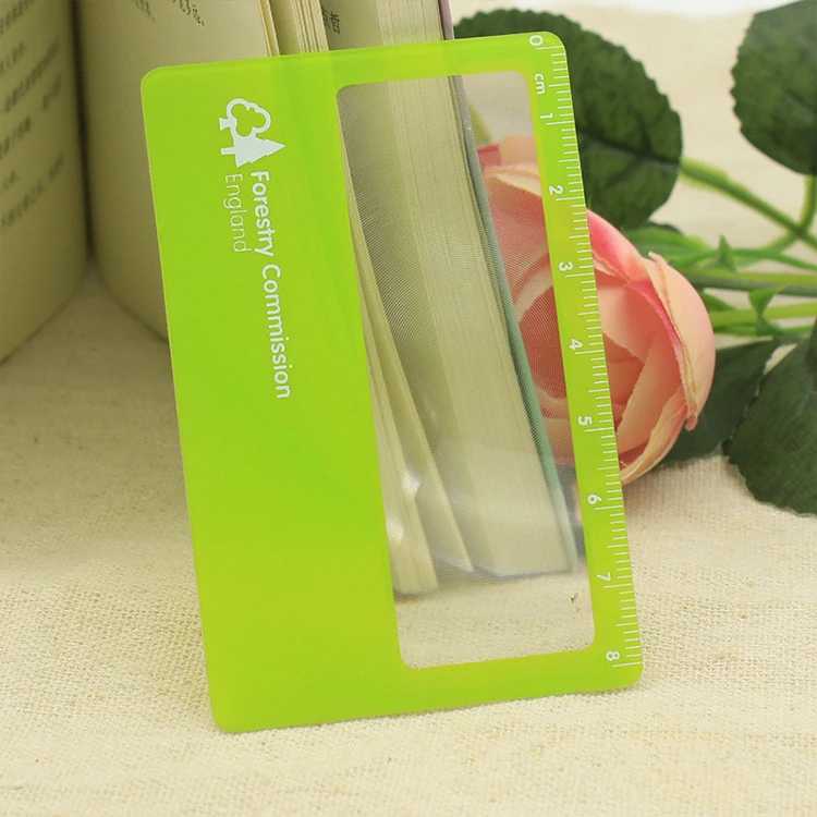 Рекламная зеленая открытка ПВХ Карта увеличитель для книг лист