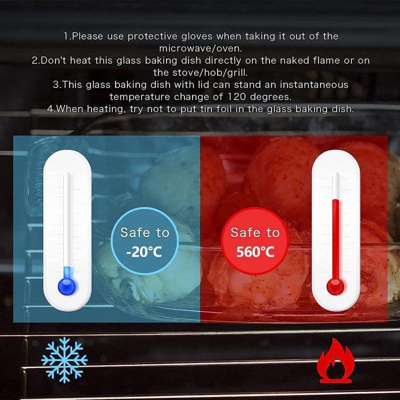IKOO Прямоугольные Стеклянные Формы для выпечки с ручками приготовления пищи