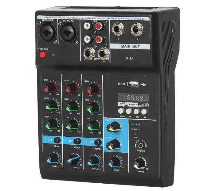Professional Mini Music Sound Audio DJ Mixer/USB 4 channels DJ console audio mixer/Professional sound system dj mixer