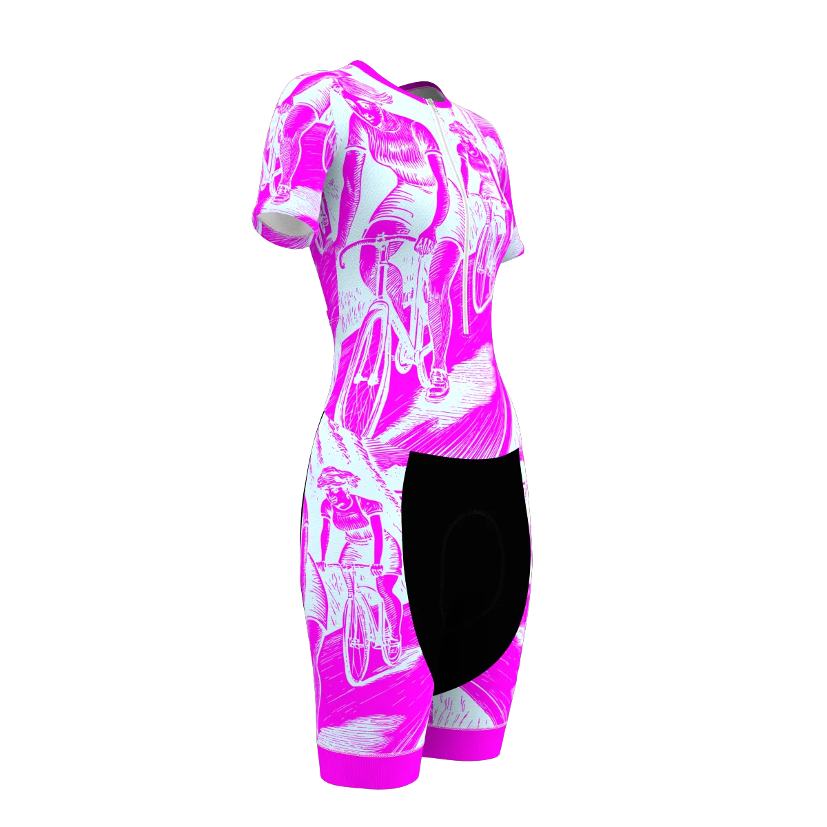 HIRBGOD Women Speed Tri Suit With Short Sleeve Speed Bicycle Set Aero fit suitable for Race Best 3D Pad Female Cycling One piece