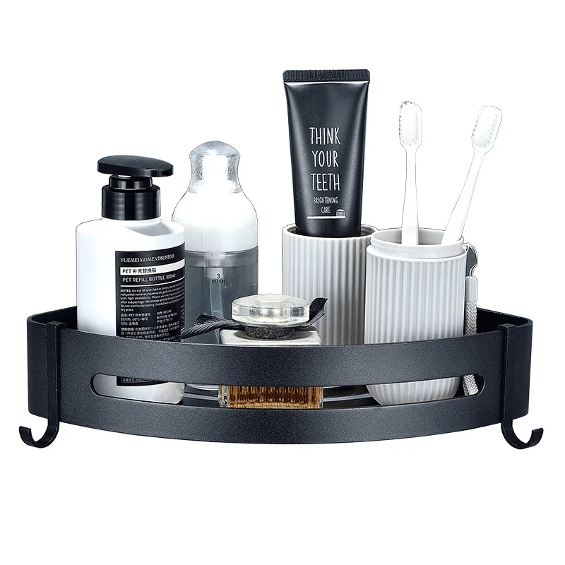 Royaumann Premium Bathroom Rustproof Adhesive Shower Caddy Shelf Wall Mounted Shower Corner Racks Set