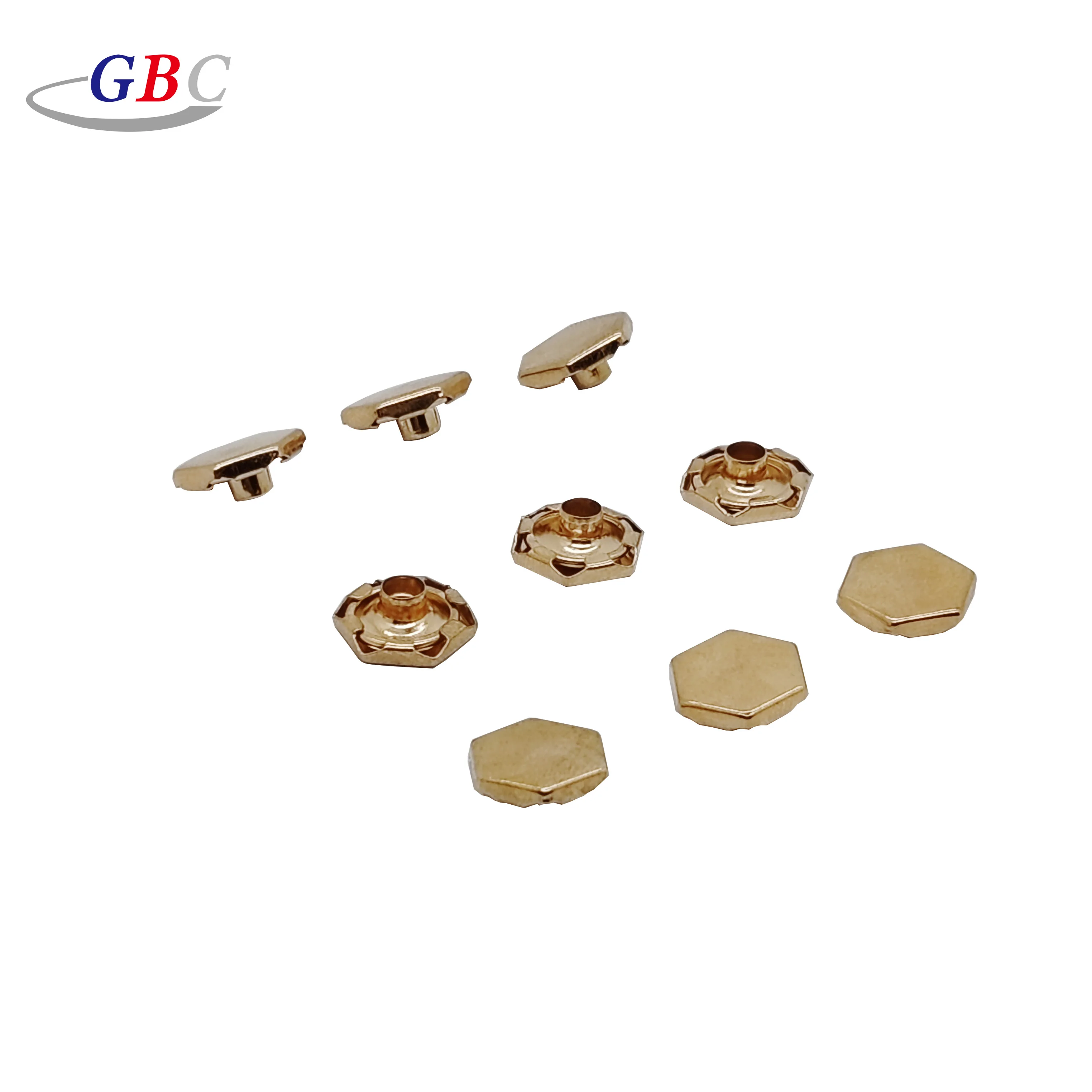 Wholesale Gloden10mm metal Hexagon Shape Rivet For Garment Leather Craft Screw Back Rivets Stud Metal Hexagon Nail Stud