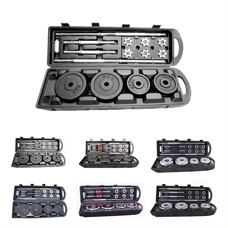 50kg Cast Iron adjustable dumbbells weights set with gift box change into barbell weights set Perfect for Weight Lifting Barbell
