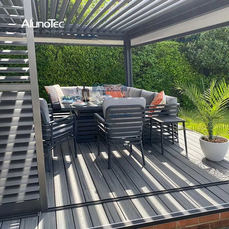 12 Feet Depth 17 Feet Wide 10 Feet High Louver Waterproof Customized Pergola with Manual Open Close