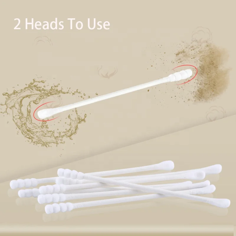 400pcs Baby Care Product Double Heads Ear Clean Cotton swabs Absorbent Cotton Paper Stick Makeup Cotton Buds Swabs