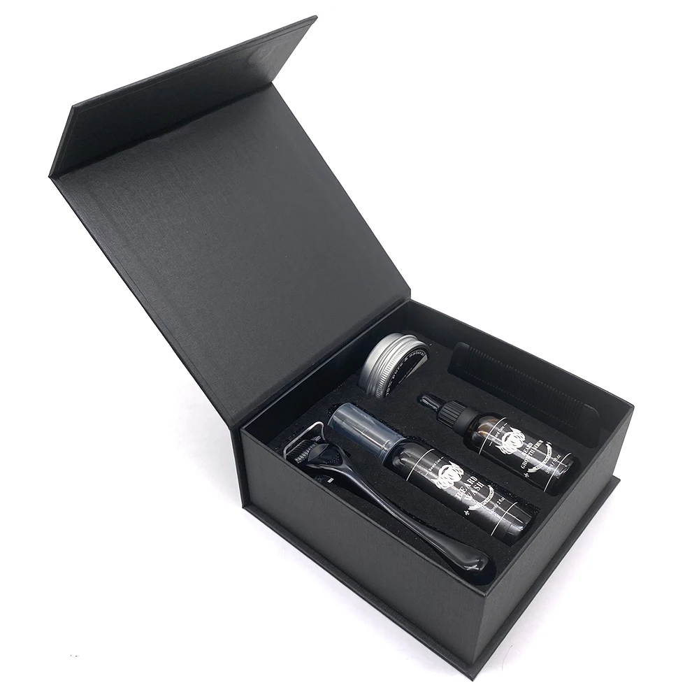 Men Private Label Beard Growth Roller Set 100% Natural Beard Oil Balm Products Beard Grooming Kit