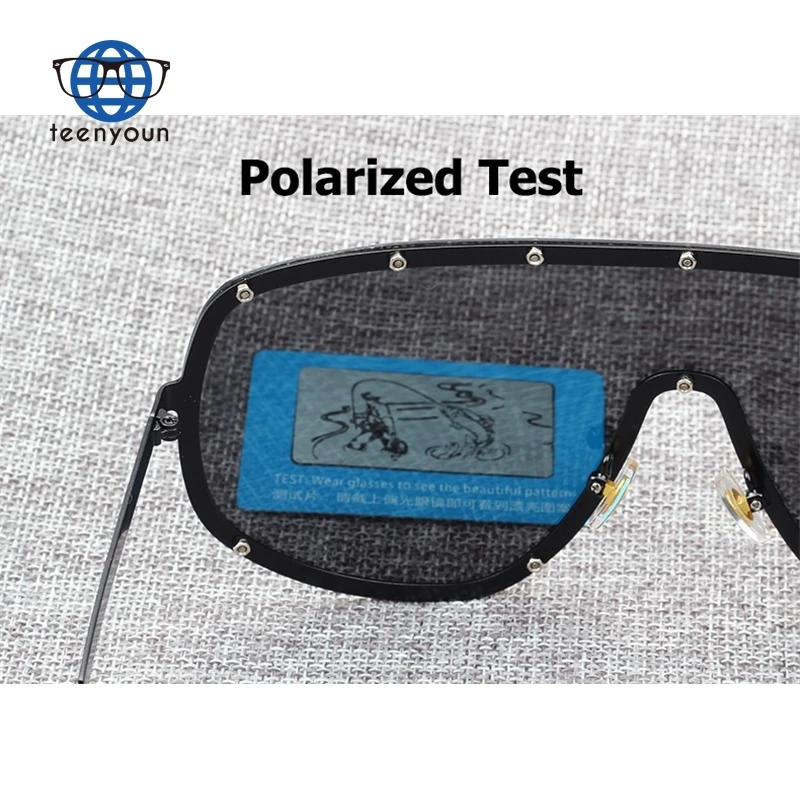 Teenyoun Fashion Oversized Shield Sunglasses Brand Design Rivet Frame Windproof Sun Glasses