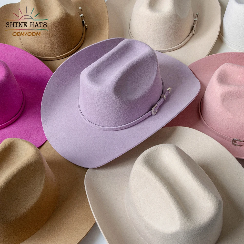 2024 New style high quality popular fashionable colorful cowboy woolen top overhang ethnic jazz travel party cowboy Hats