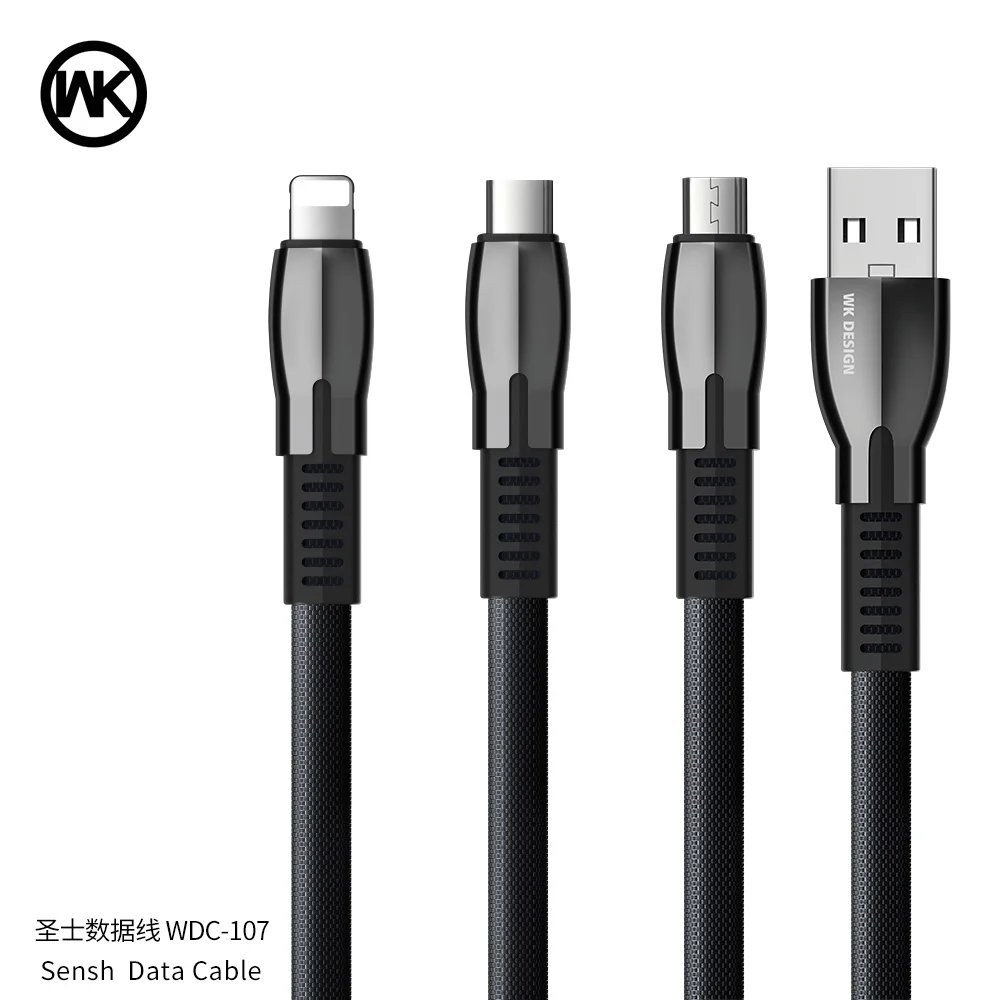 WK USB нейлоновый Плетеный 2.4A 5A кабель для быстрой зарядки мобильного телефона для iPhone Huawei Samsung
