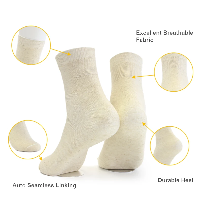 Ready to ship solid color design hemp cotton eco-friendly ankle socks for man and women in all season