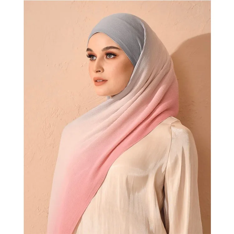 2021 High Quality Mini Pleated Chiffon Hijab Muslim Shawl For Malaysia