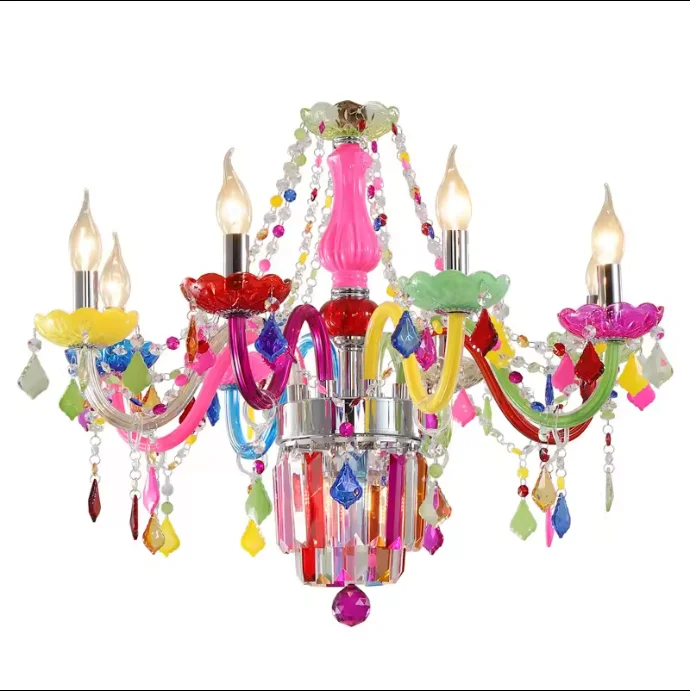 Creative Hanging Light Colorful Lighting Colored Crystal Beads Chandeliers Width 140
