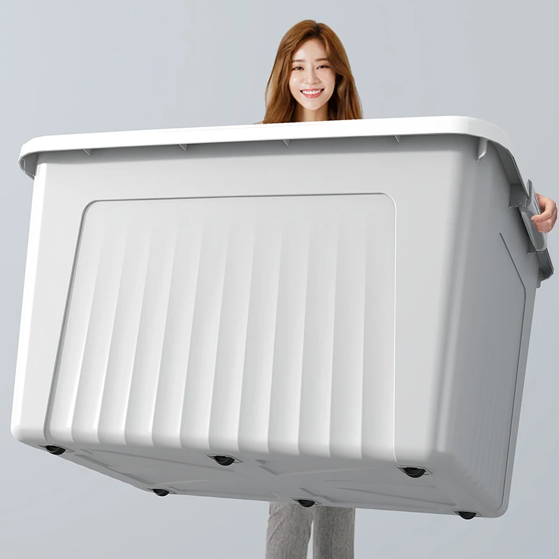 Multi-size Large Household Organizer Clothes Container Solid Color Plastic Storage Boxes With Wheels