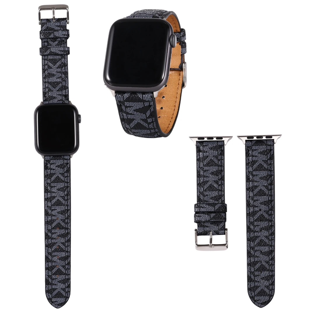  Модный ремешок для часов Apple Watch с кожаным принтом apple